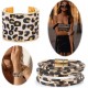 3 Pcs Leopard Leather Cuff Bracelets For Women Feather Boho Multilayer Wrap Tube Bangle Leopard Bracelet